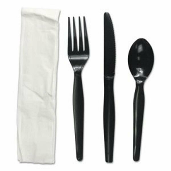 Razoredge BWK Four-Piece Utensil Cutlery Kit, Fork & Knife & Napkin & Teaspoon, Heavyweight, Black RA3213450